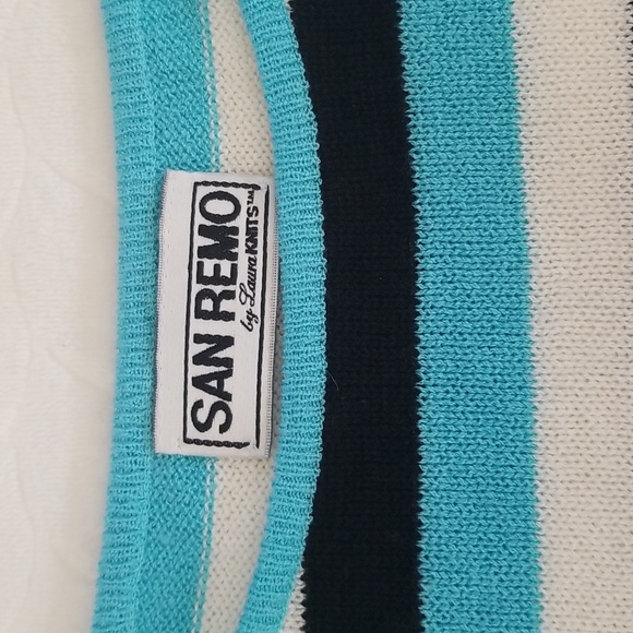 Striped short sleeve light sweater sz M - Picture 2 of 5